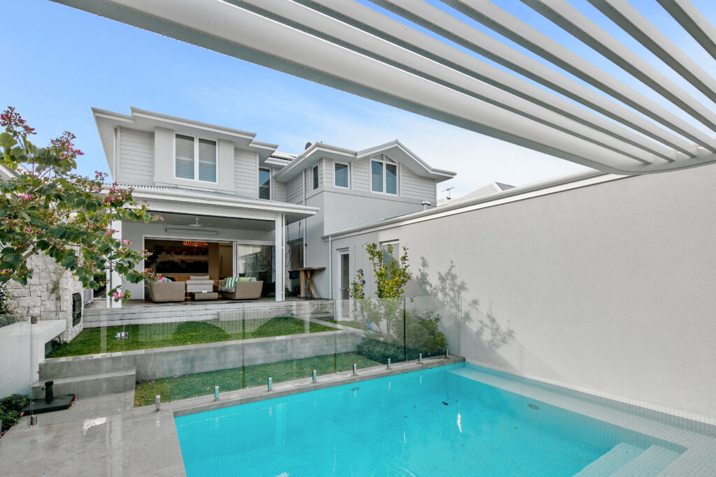 Custom-built two-storey residential home by Distinctive Homes WA in Cottesloe with a pool