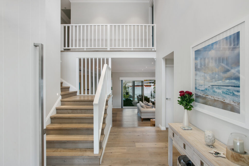 Custom-built two-storey residential home by Distinctive Homes WA in Cottesloe stairs